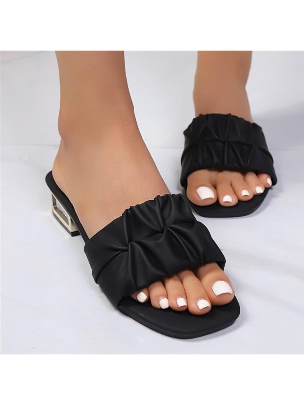 Open Toe Block Heels Sandals - Picture 3 of 13